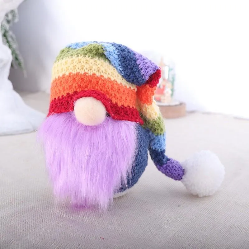 Rainbow Faceless Doll Gnome Christmas Knitted Hat Plush Dolls Gift Decorations Party Supplies Household Desk Decor