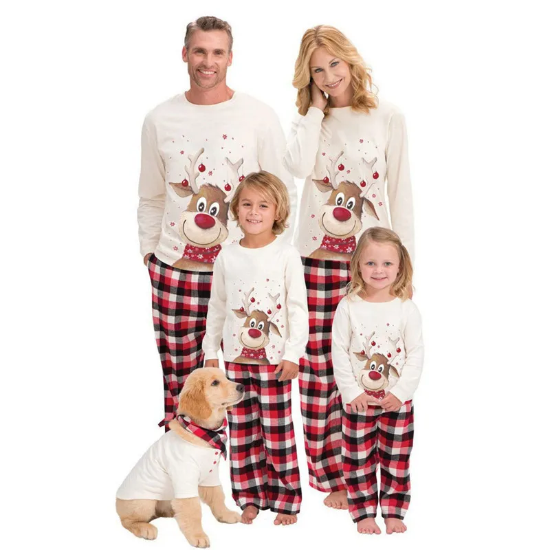 Family Matching Outfits Clothing Christmas Pajamas Set Xmas Kids Cute Party Nightwear Pyjamas Cartoon Deer Sleepwear Suit