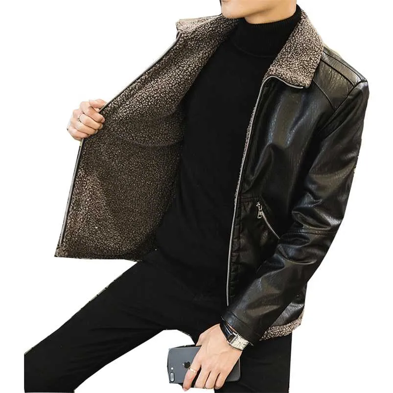Homens japonês colarinho de pele real jaqueta de pele de inverno casaco quente 211111
