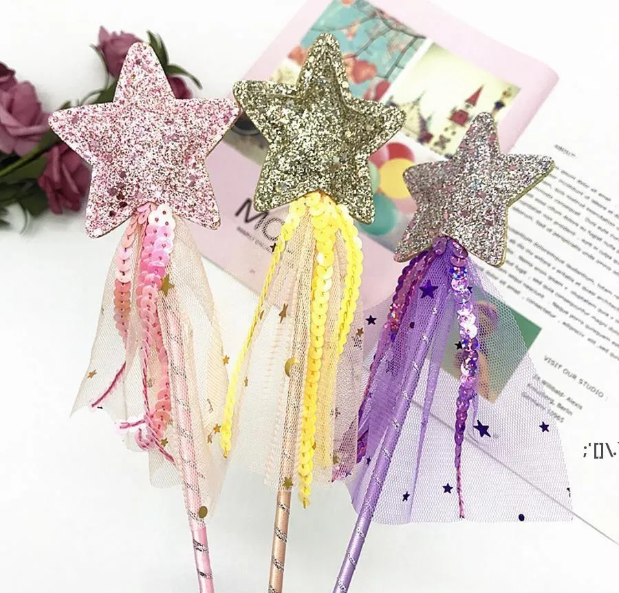 Fairy Glitter Magic Baguette magique avec paillettes Tassel Party Favoris Filles Enfants Filles Princesse Costume Dress-Up Sceptre Play Jouer Anniversaire Cadeau LLB12686