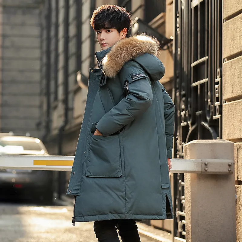 Mens knee length clearance down jacket