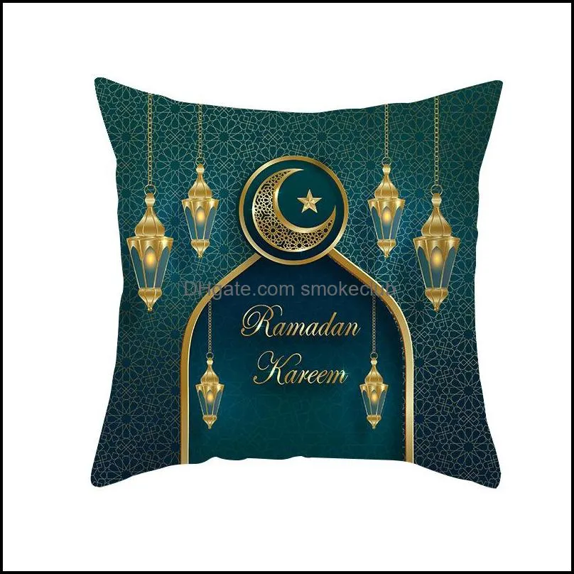 45*45cm Muslim Pillow Case Cover Ramadan Decoration For Home Seat Sofa Cushion Cover Moon Lantern Throw Pillow Cover Eid Mubarak Decor