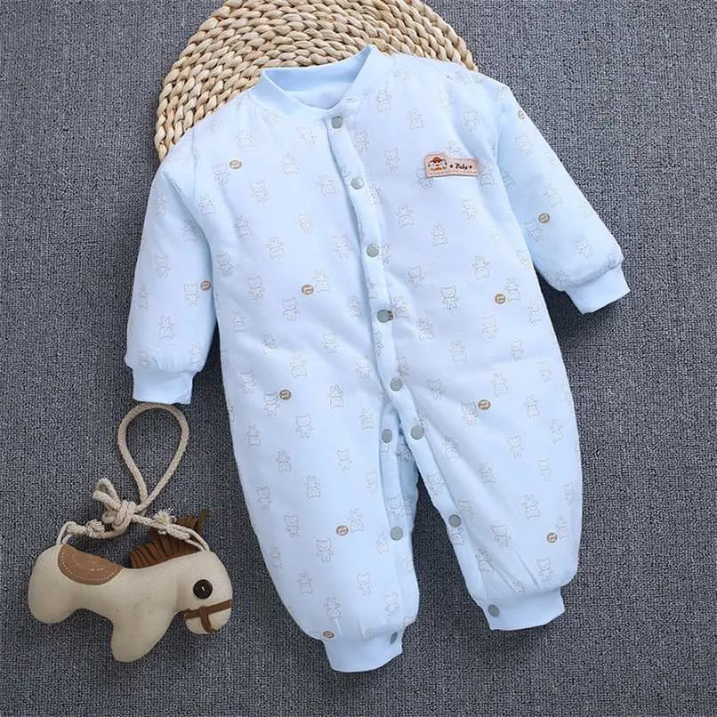 Winter born Clothes Baby Girls Boys Long Sleeve Jumpsuit Thicken Cotton Warm Children's Rompers Overalls Costumes CL2099 211011