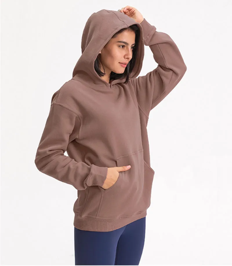 L017 Fitness Sport Hoodies yoga Sweatshirt Jacket Coat Women Autumn Winter Fleece Hooded solid Gym Outwear Warm Sweat1608895