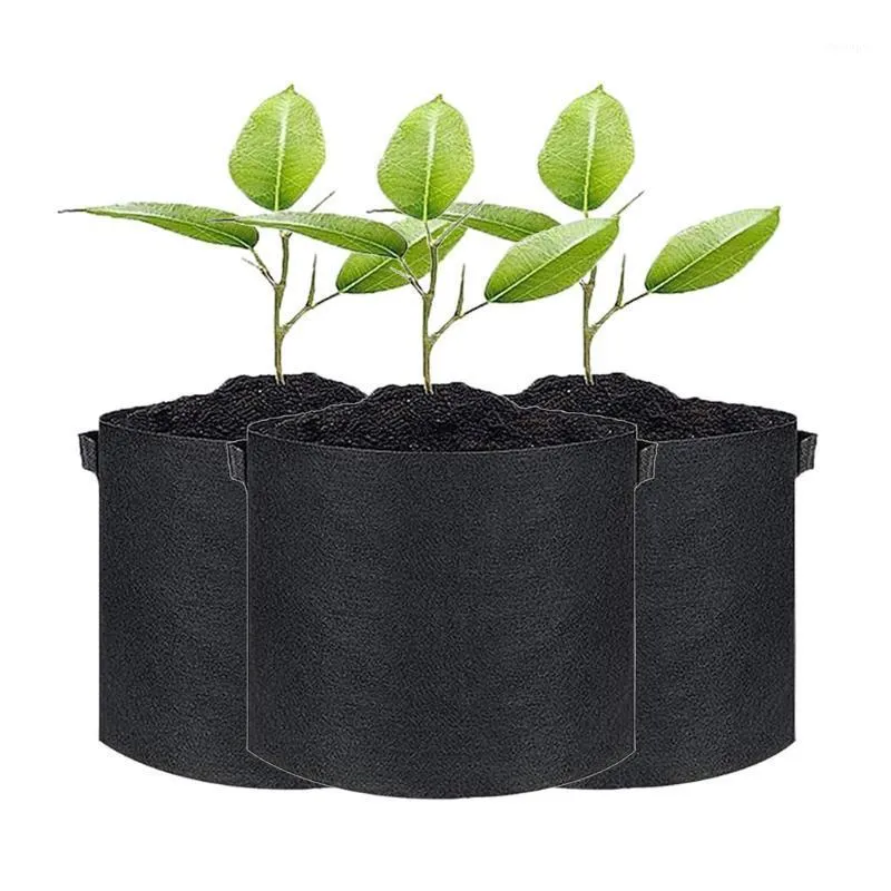 Planters krukor 3-pack 7 gallons förtjockade nonwoven tyg växa påsar med handtag för växtgrönsaker trädgård utomhus eller inomhusbruk