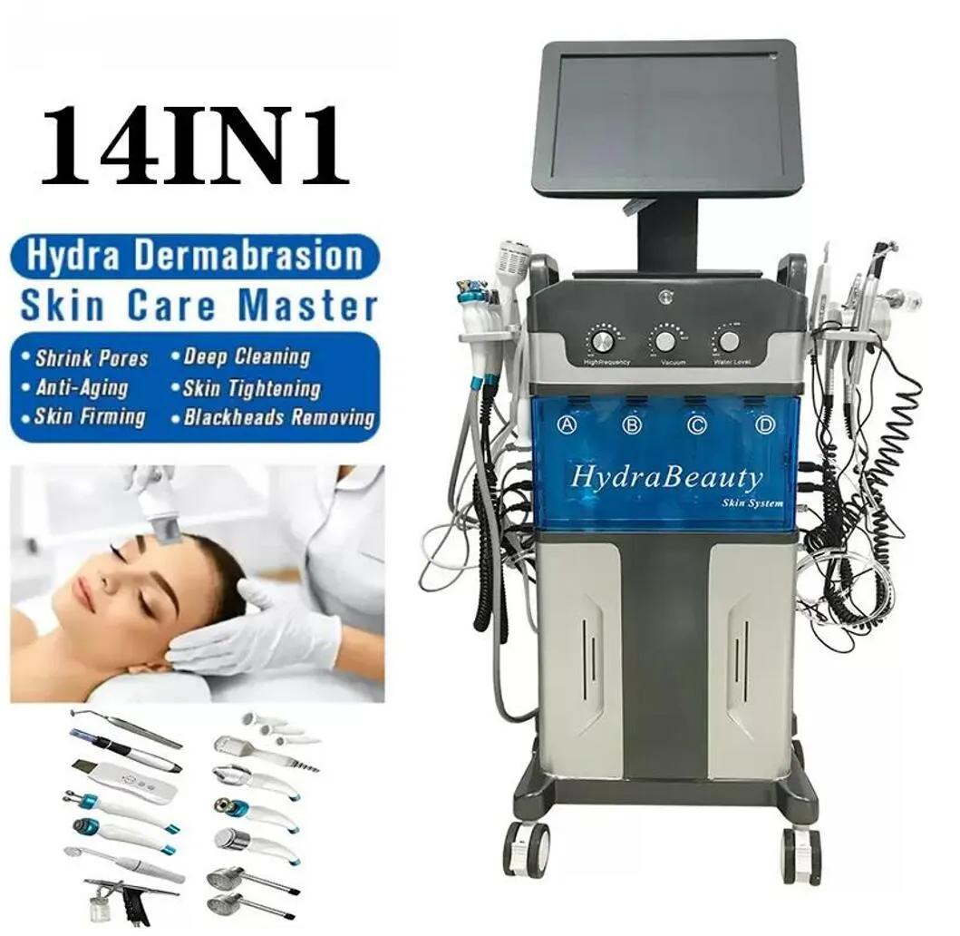 Salon Gebruik 14 in 1 Hydra Facial Diamond Dermabrasie Aqua Peel Clean RF Vacuüm Gezicht Reiniging Water Peels Huidverjonging Vacuüm Salon Beauty Apparatuur