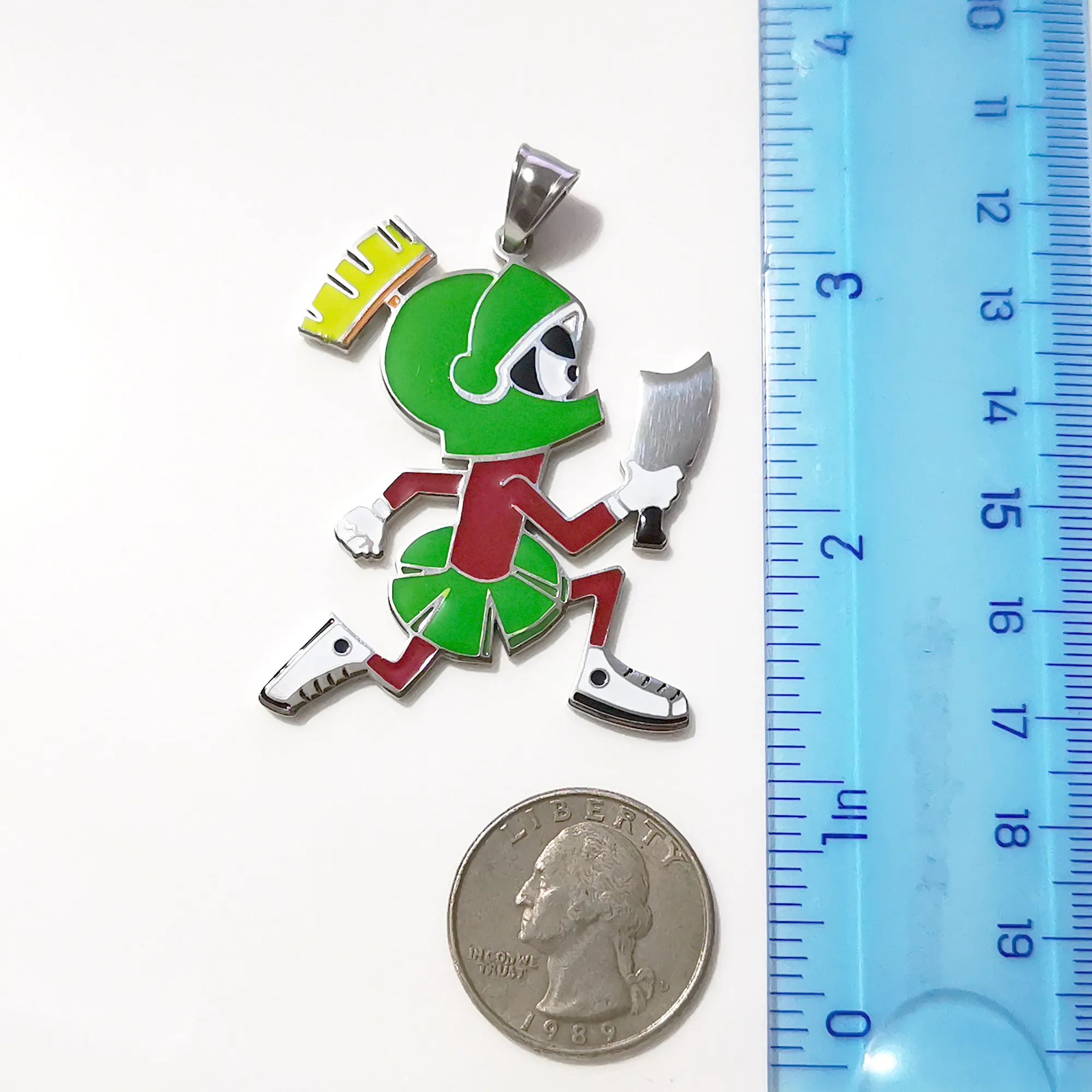 Regali XMAS Ciondolo da uomo Colore verde 2 pollici Juggalo Marvin the Martian Collana in acciaio inossidabile ICP Hatchetman Chain238G