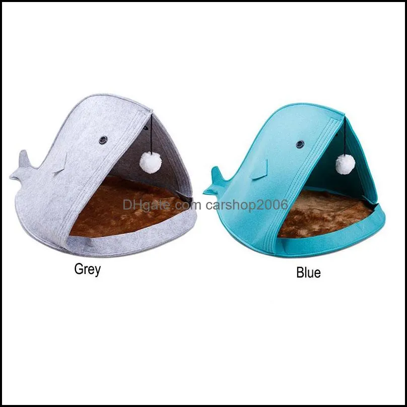 Non-woven Foldable Felt Pet Nest Cat Houses, Shark Type, Removable and Washable GWE11316