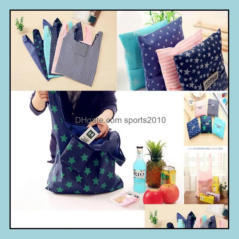 Eco Friendly Storage Handbag Foldable Usable Shopping Bags Reusable portable Grocery Nylon Large Bag Pure LX1233