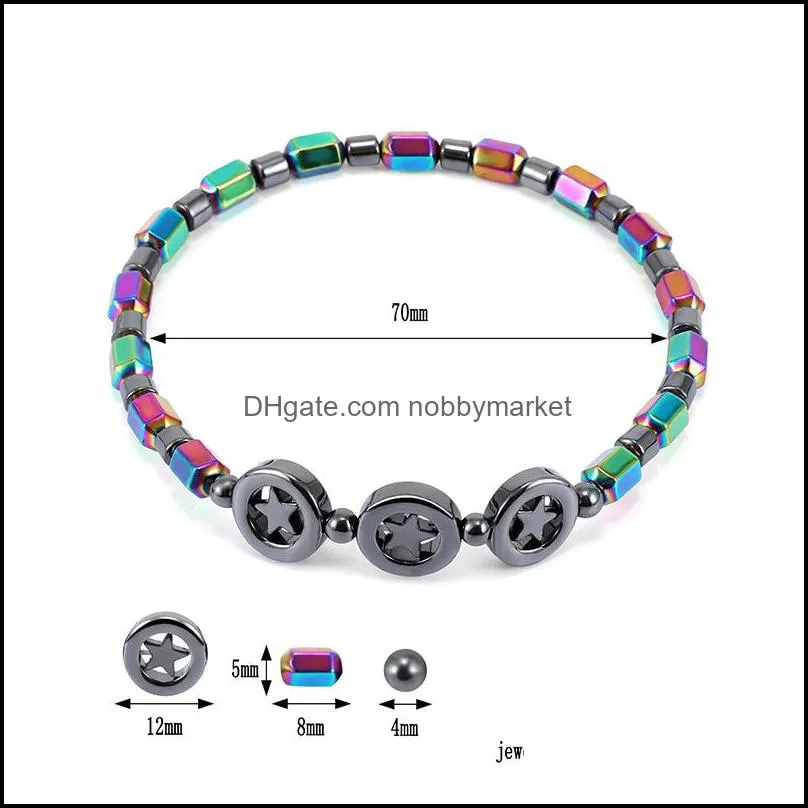 New Magnetic oval hematite stone bead Anklets bracelet Rainbow color women Summer beach Health Energy Healing anklets model foot