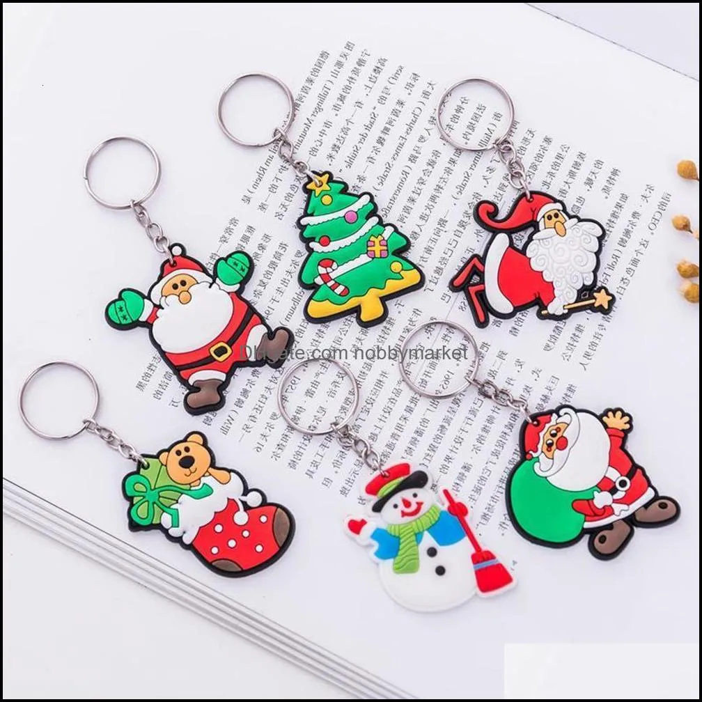 Klucze pierścienie Biżuteria Wersja kreskówki Cute Santa Claus Brelok Mężczyźni i Kobiety Boże Narodzenie Prezent Wisiorek Para Ring Ornament Drop Dostawa