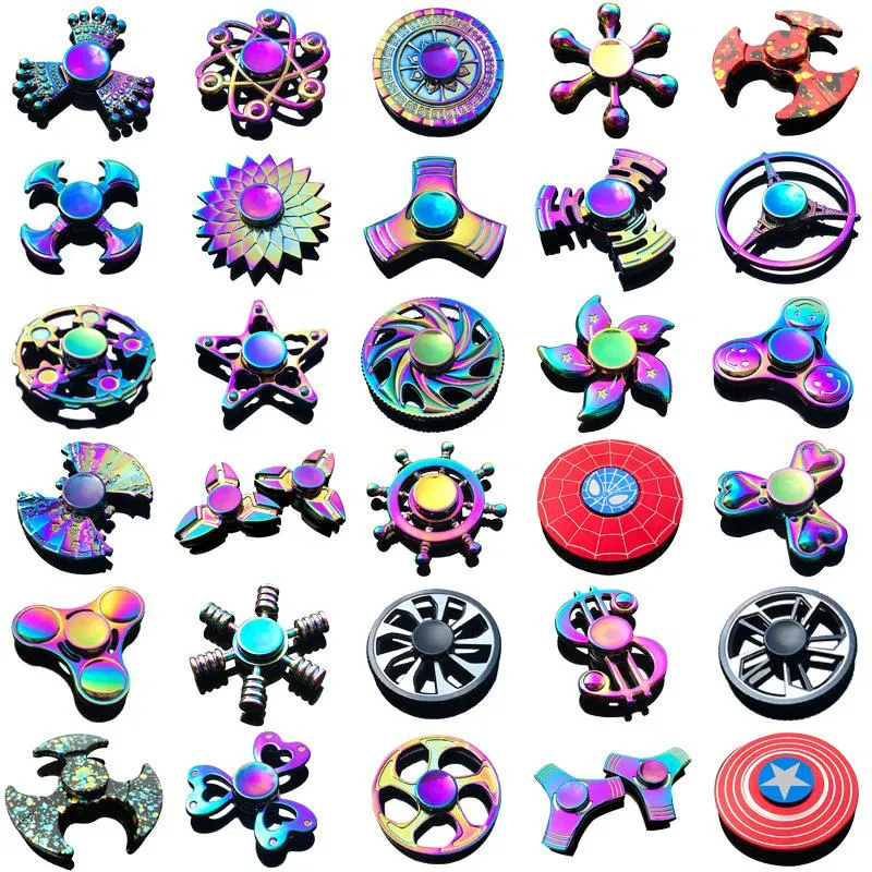 2021 arc-en-ciel métal fidget spinner étoile fleur crâne dragon aile main Spinner pour l'autisme TDAH enfants adultes antistres jouet EDC Fidget enfants jouets