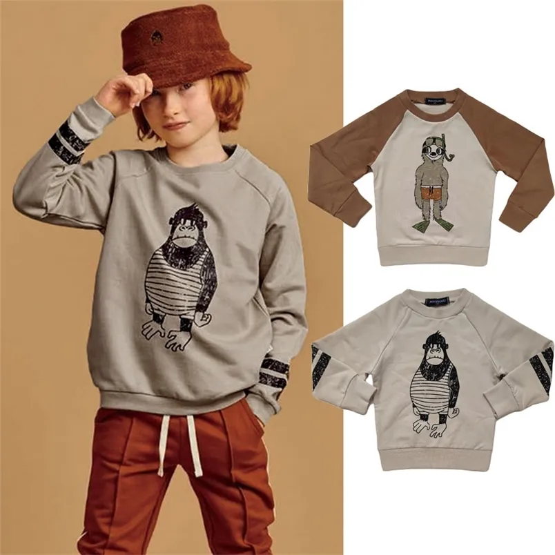 Criança meninos outono inverno moletom marca marca design crianças manga comprida tops roupas para macaco 210619