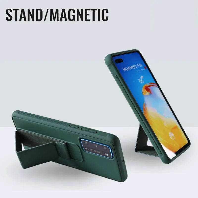 Magnetic Holder Stand Mjuka Fodraler för Samsung Galaxy S20 Fe S10 Plus Not 20 Ultra 10 A51 A71 M51 A11 Lyxigt lädersupport