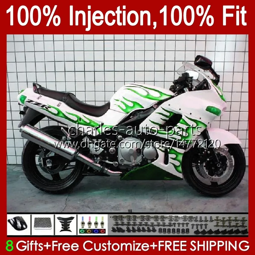 Einspritzung für KAWASAKI NINJA ZZR400 ZZR600 grün weiß schwarz 1993 1994 1995 1996 1997 1998 1999 07 84HC.174 ZZR 400 600 ZZR-400 2001 2002 2003 2004 2005 2006 2007 Verkleidung s