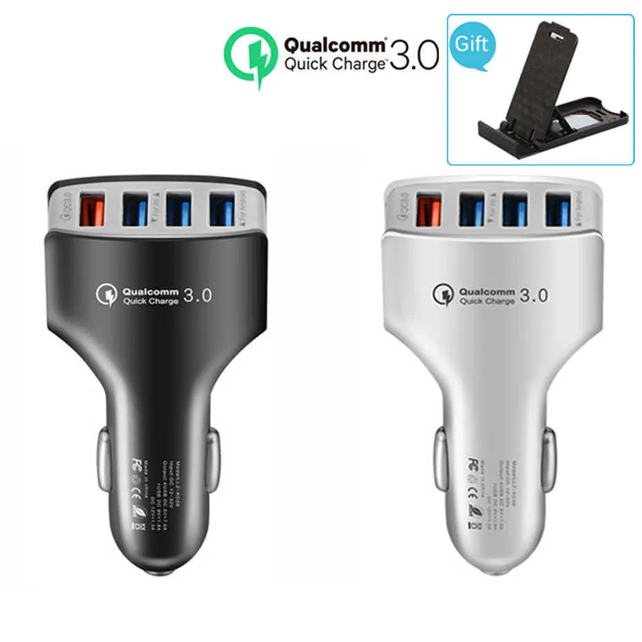 3.0 Quick Charge Car Cigarette lighter 7A QC3.0 Turbo Fast Charging Car-charger 4 USB Car Mobile Phone Charger for iPhone 8 7 X