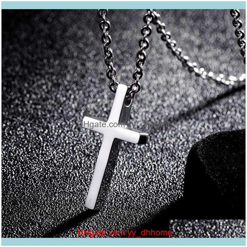 Titanium Steel Cross Pendant Necklace For Men Women Minimalist Jewelry Male Female Prayer Necklaces Chokers Silver Color Gift