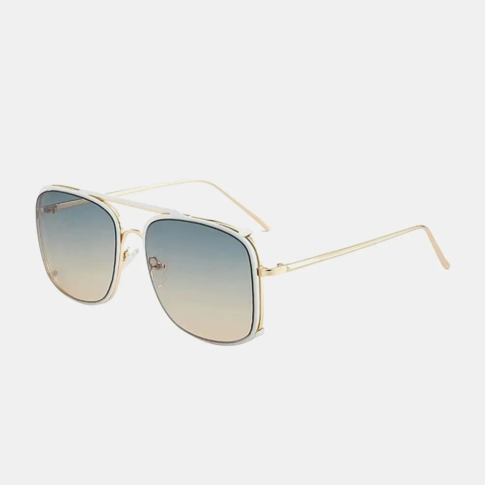 Modische Unisex-Sonnenbrille mit Farbverlauf und großem Rahmen und Doppelsteg und UV-Schutz