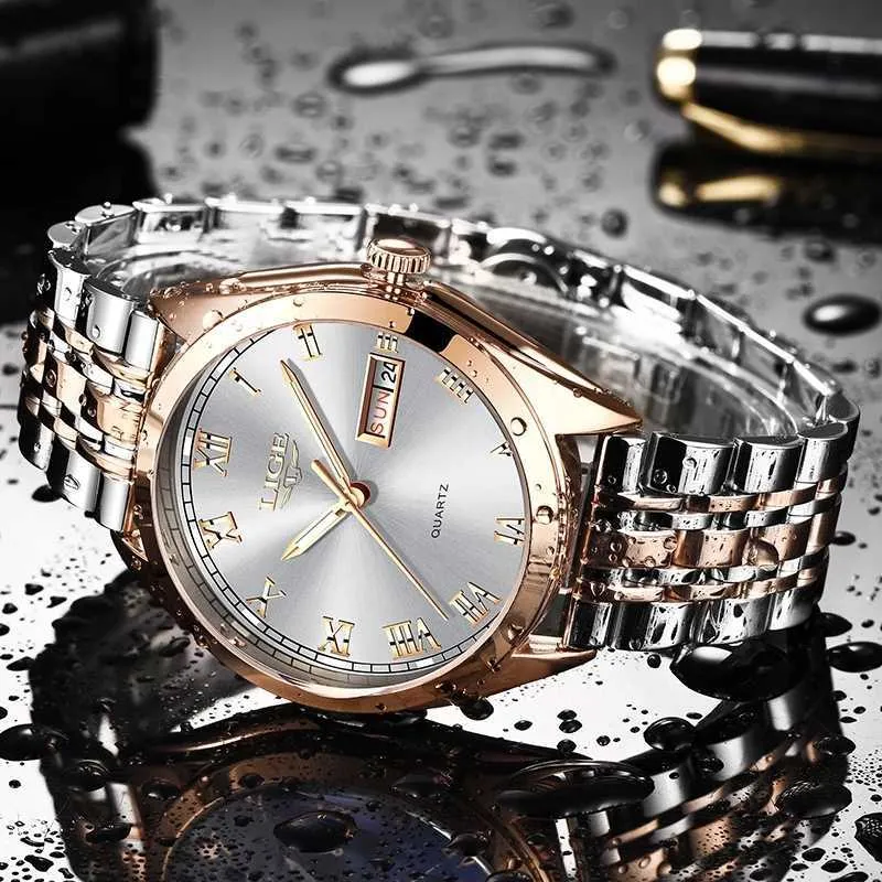 2022ファッション女性腕時計レディーストップブランド高級防水ゴールドクォーツウォッチ女性ステンレススチールデート着用時計ギフト