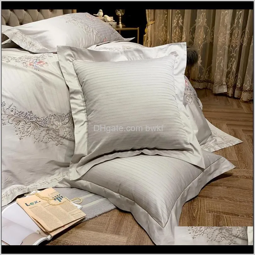 svetanya 600tc egyptian cotton european style embroidery duvet cover set pillow cases flat/fitted sheet duvet cover 201128