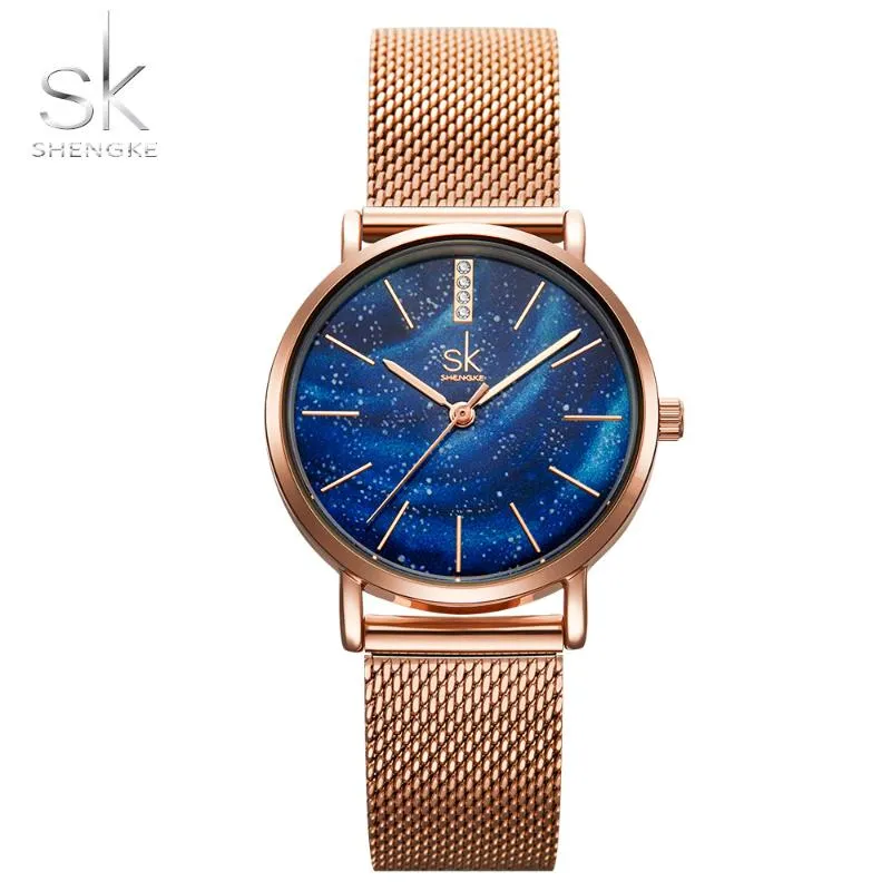 Montres-bracelets Shengke luxe Relogio Feminino ciel étoilé femmes montres mode diamant SK montre-bracelet dames horloge