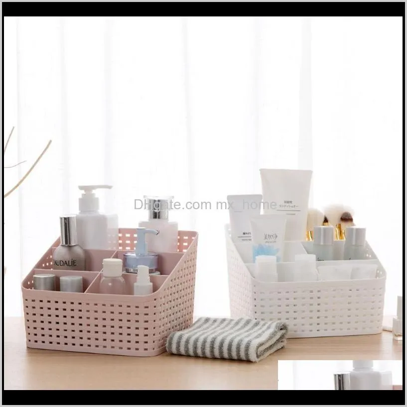 makeup organizer cosmetic storage box case container desktop bedroom bathroom lmitation rattan boxes & bins