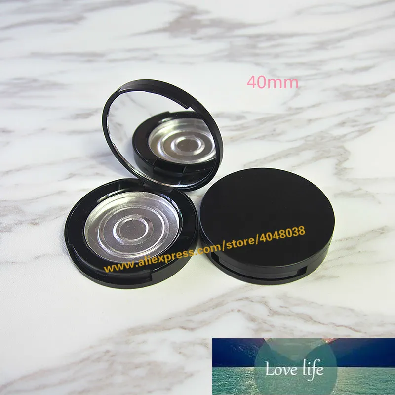 40mm de garrafas de colunas de 30mm vazio preto blusher compacts, DIY redondo caixa superior de sombra de pó de sombra, caixa de batom elegante plástico