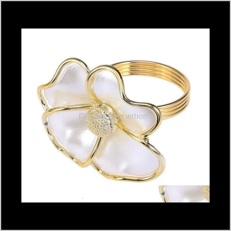 12pcs/lot napkin ring white flower el exquisite button wedding table decoration rings