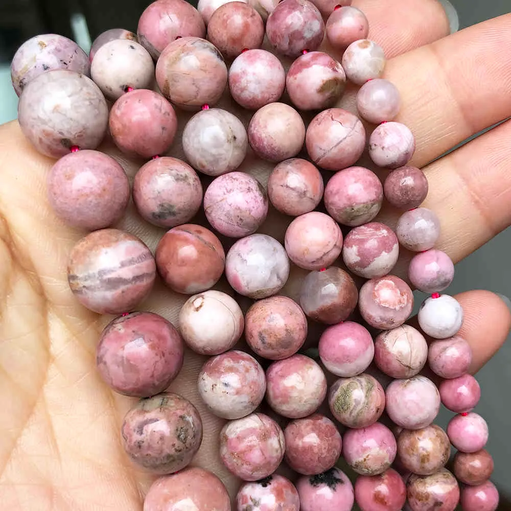 AAA Natural Red Rhodonite Gem Mineral na biżuterię Dokonywanie okrągłe luźne koraliki DIY Bransoletka Akcesoria 15''Inches 6 8 10 12mm