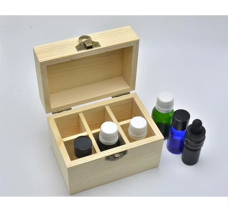 6 Grid Wood Essential Oil Bottles Storage Box Essential-Oil Aromatherapy Bottle Organizer SN3039