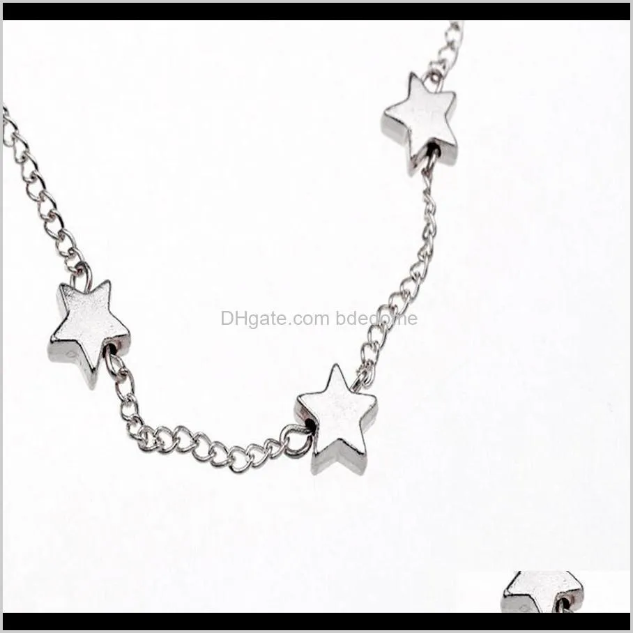 fashion jewelry stars shape silver or gold colour metal plated chain for women foot anklet small gift