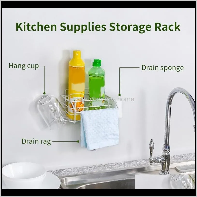 kitchen sink organizer sponge holder storage drying rack spice drainer basket bottle shelf baskets