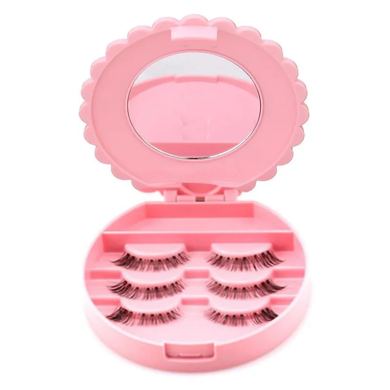 New Flower Lovely False Eyelash Storage Box Makeup Cosmetic With Mirror Case Organizer Bownot Beauty Comestics Tool Plastic LZ0232