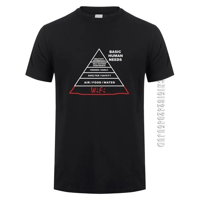 Rolig mänsklig behov Internet Geek Compute T-tröjor Män Bomull O Neckt-Shirt WiFi Man Tshirt Topp Tees 210706