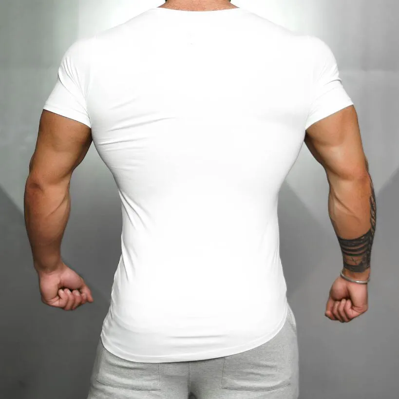 Мужские весенние спортивные верхние трикотажки футболки TEE летний с коротким рукавом фитнес футболка хлопчатобумажная мужская одежда спортивная футболка 115