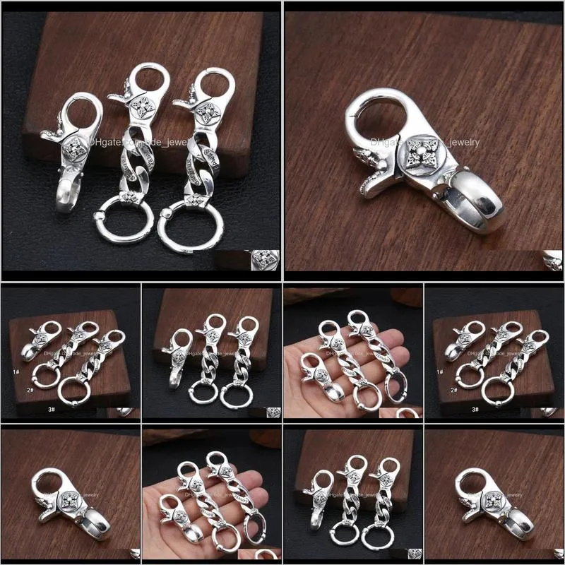 brand new 925 sterling silver vintage handmade key ring key chain american european antiqeu silver fashion accessories key ring punk