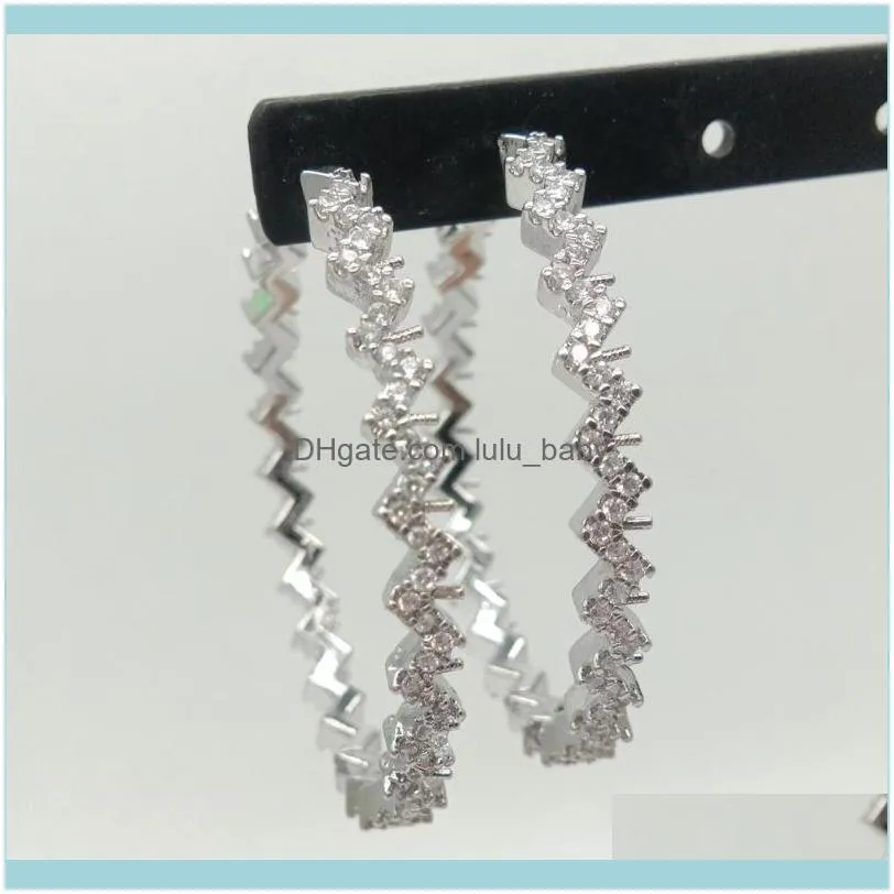 Trendy Wave Cubic Zirconia Pave Gold Color Plated Hoop Earrings For Women Accessories Jewelry Pendientes Mujer Moda & Huggie