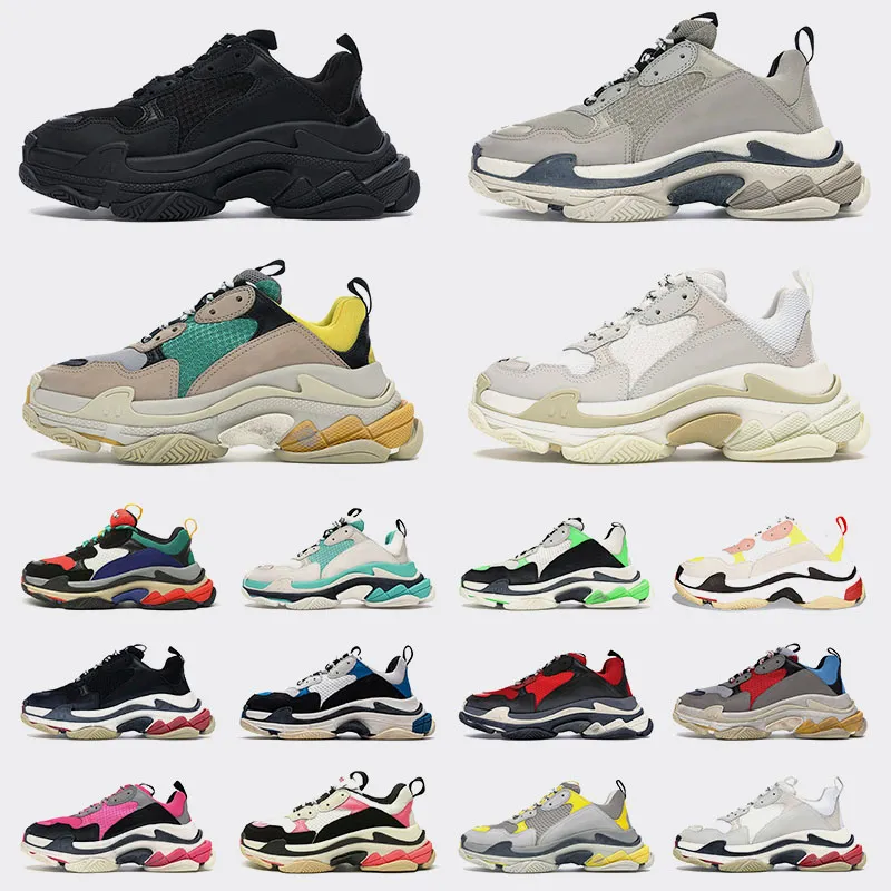 New Designer Triple S Outdoor Shoes Mens Womens Clear Sole Brown Black Balencigas Sneakers Oversized Balencaiga Schuhe Beige White Glitter Neon Dark Green Trainers