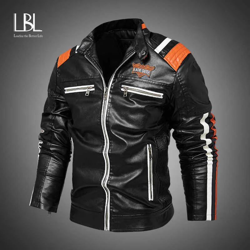 Giacche da moto da uomo LBL Autunno Giacca casual in PU Streetwear Cappotti in pelle da motociclista Abbigliamento di marca Cappotto invernale da uomo 211009