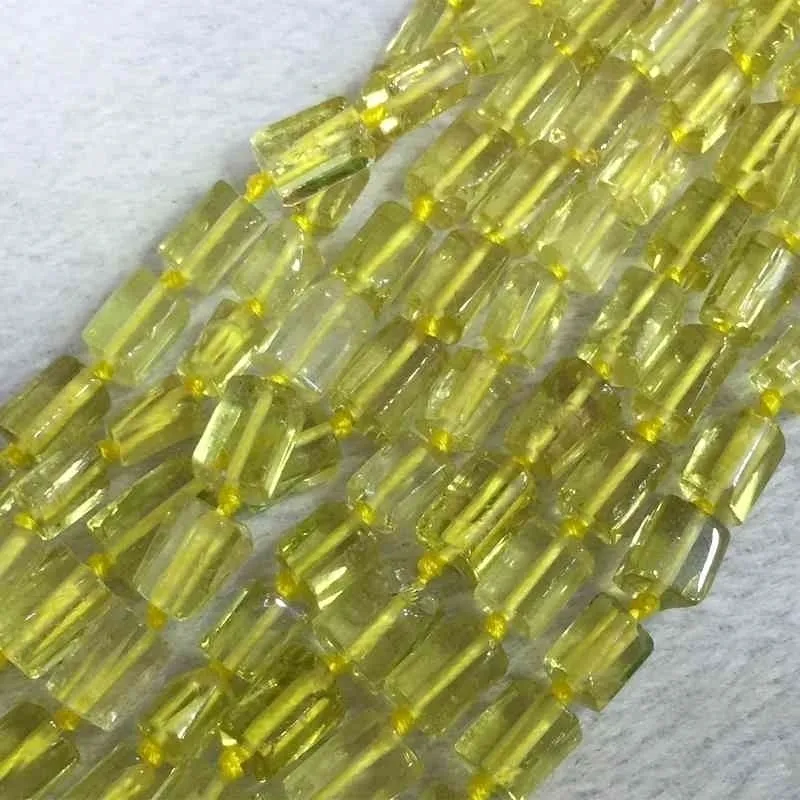 Natural Genuine Clear Yellow Lemon Quartz Crystal polish Nugget Form Loose Smooth Beads 6-8mm 05386