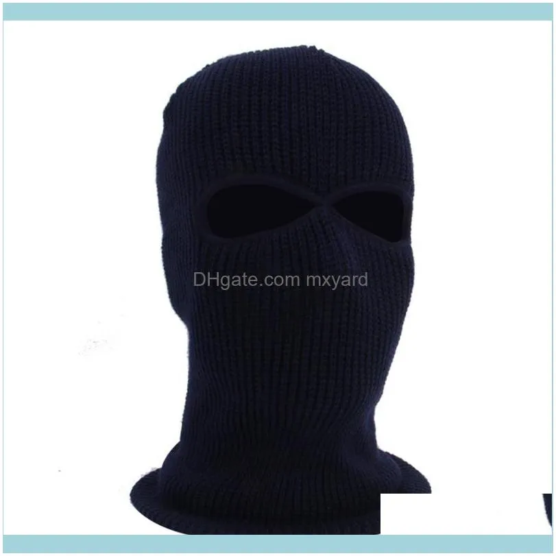 Beanies 2-Hole Knit Ski Mask Balaclava Hat Winter Full Face Cover Neck Gaiter Beanie Cap XX9D
