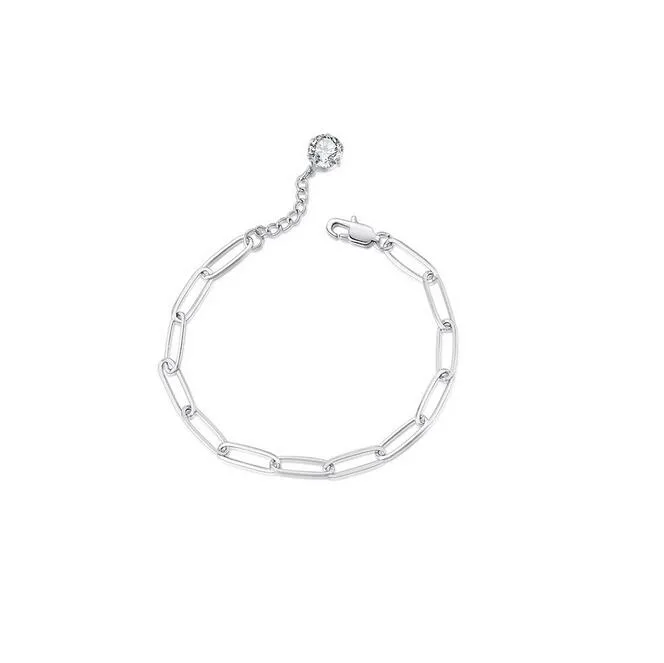 Модные браслеты из нержавеющей стали с цирконом, позолоченная 18-каратная цепочка для женщин, браслет с скрепкой4848936