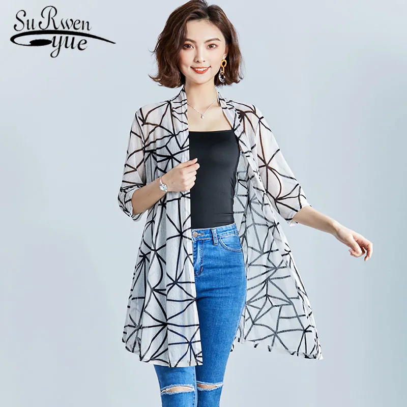 women fashion loose and comfortable Take a shawl Women tops blouses Medium length long plus size 3423 50 210521