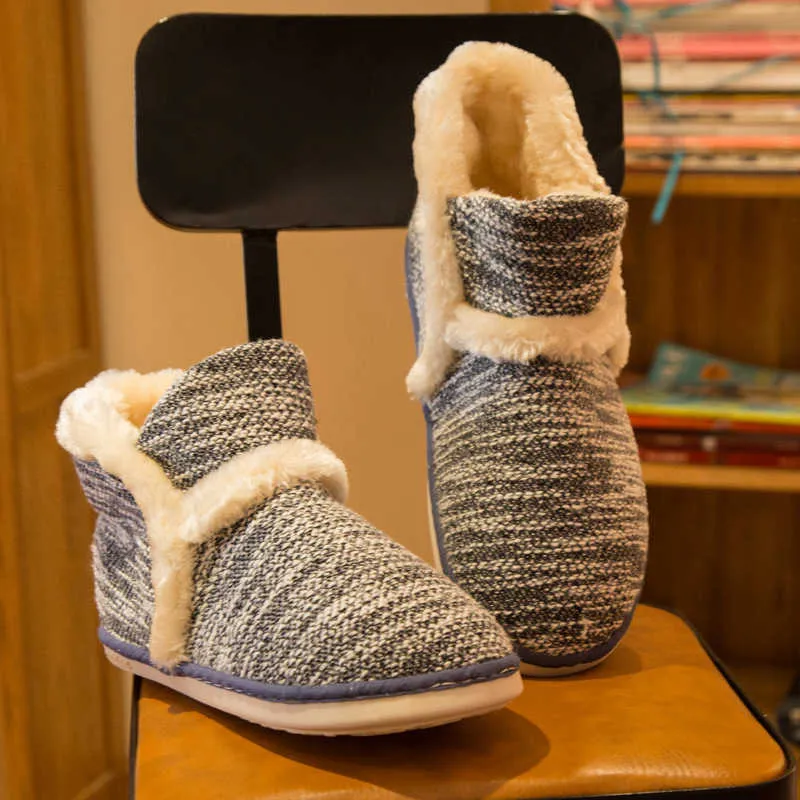 Hiver chaud maison pantoufles adultes hommes et femmes ménage pantoufle doux antidérapant court en peluche intérieur sol chaussures Q0508