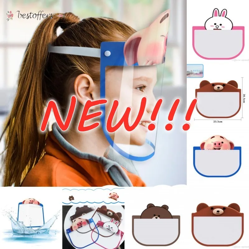 US Shipping PET Kids Cartoon Face Shield Safety Chidren Maschera protettiva Cover Anti-Fog Anti-UV Maschera facciale trasparente per ragazzi Ragazze BT20