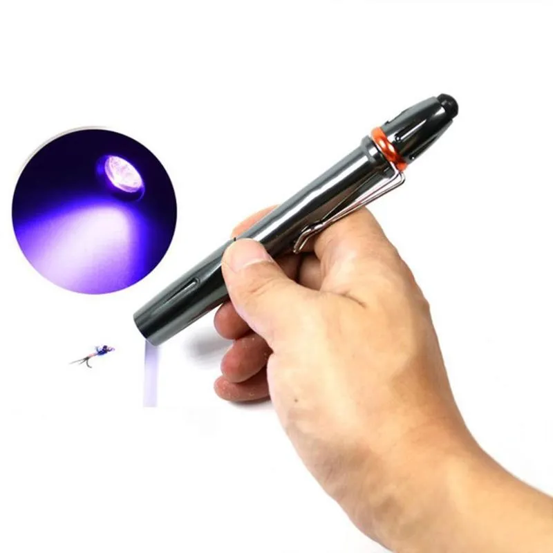 Akcesoria wędkarskie Deluxe 395nm UV Klej Klej Lekki Światło 14Cmx 18mm Torch Pióro Ultra Violet Utwardzanie LED Czarny Lampa Odkryty