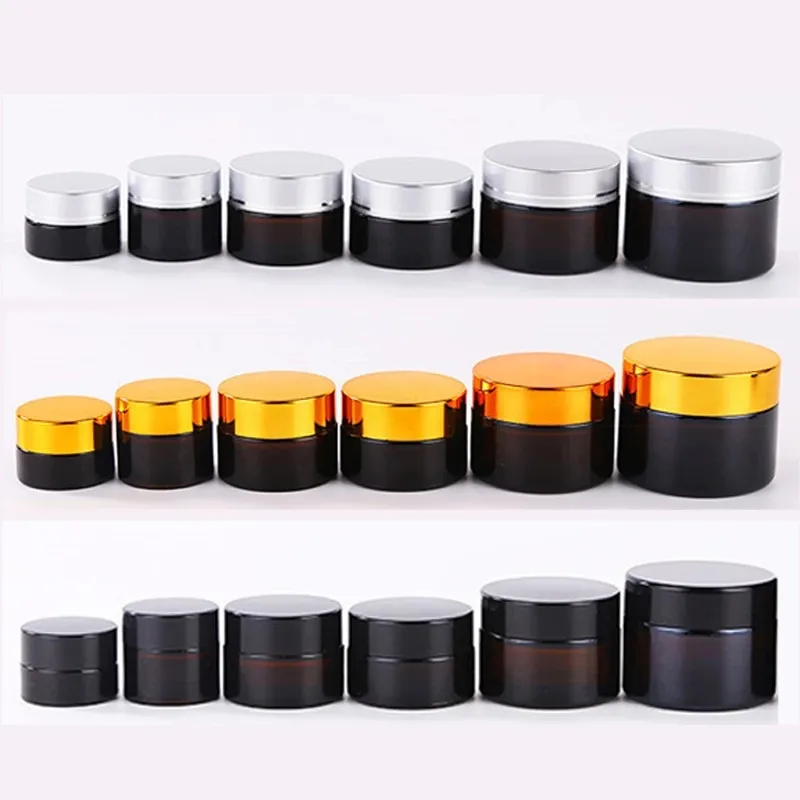 5g 10g 15g 20g 30g 50g Amber Glass Cream Jar Cosmetic Bottle Empty Sample Container Pot