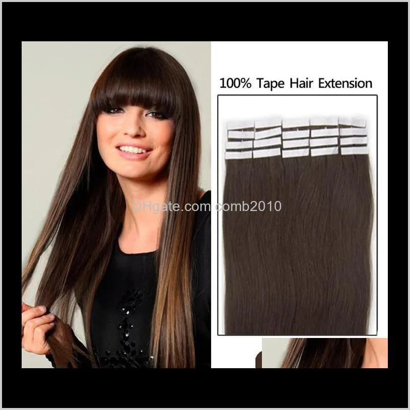 19 colors indian hair skin weft remy double sided tape in on human hair extensions 20pcs/lot