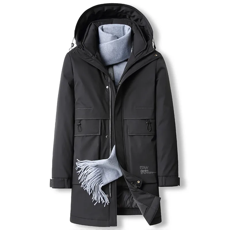 Зимняя новая капюшонная куртка мужская толстая средняя длина теплые куртки 2194