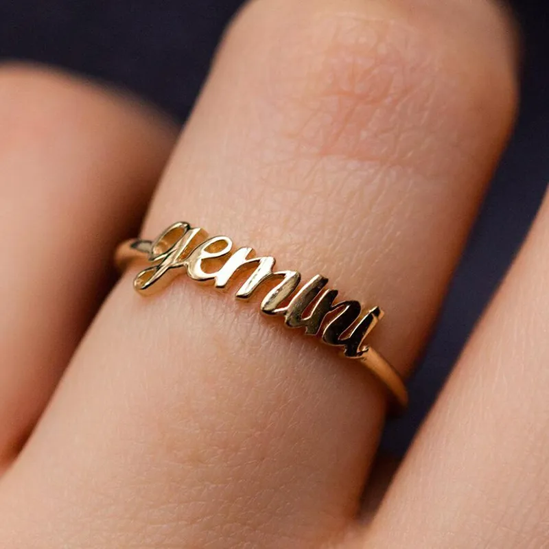 Minimalistische dunne open goud 12 sterrenbeeld brievenvinger ringen verjaardag vriendschap designer sieraden cadeau voor vrouwen